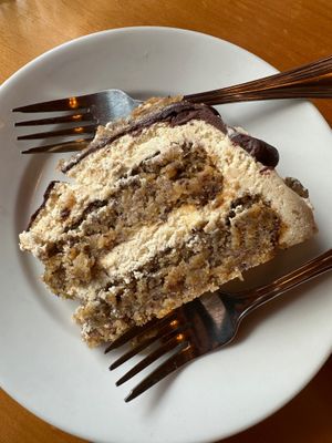 A delicious vegan chocolate banana cake at At Sara's Table Chester Creek Cafe in Duluth