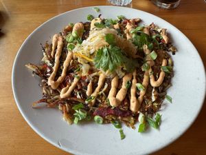 Vegan Okonomiyaki at At Sara's Table Chester Creek Cafe in Duluth