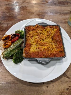 Vegan lasagna with Omnipork at People Cafe in Hualien