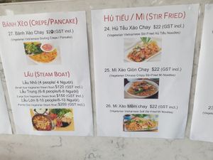 Menu 1 at Ấn Quang Vegie Hut Vietnamese Buddhist Vegetarian Restaurant in Cairnlea