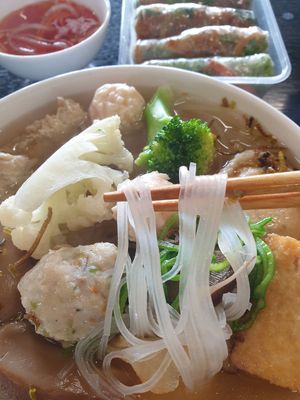 Hu Tieu Noodle Soup ($17.00) at Ấn Quang Vegie Hut Vietnamese Buddhist Vegetarian Restaurant in Cairnlea