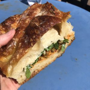 Vegan falafel foccacia   at Pink Lane Bakery - Acorn Rd in Newcastle Upon Tyne