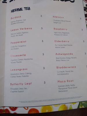 Menu at Upright Juices in Chatsworth