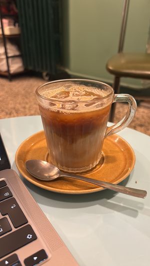 Iced almond milk caramel latte   at Fiuri Milano - Flowers and Coffee in Milan