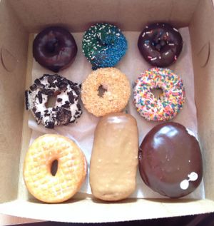 Seriously these donuts were HUGE! at Voodoo Doughnut Too in Portland