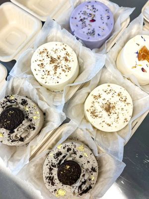 Lunchbox cakes - cookies & cream, red velvet, vanilla and lavender vanilla at VTasteCakes Vegan Bakeshop in Tucker