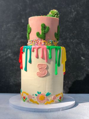 Custom Fiesta Themed Birthday Cake at VTasteCakes Vegan Bakeshop in Tucker
