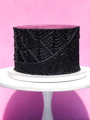 Custom Black Macrame Cake at VTasteCakes Vegan Bakeshop in Tucker