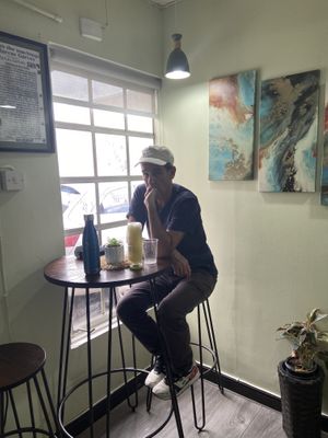 small tables to eat in  at Veganly Vegetarian Cafe in Kingston