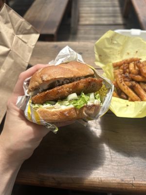 Hot Honey chicken sandwich  at Chicken Crossing in Eugene