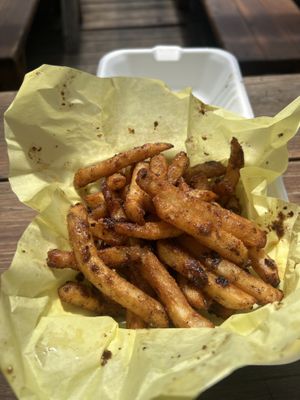 Black garlic fries  at Chicken Crossing in Eugene