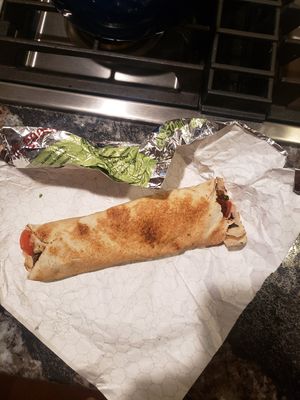 falafel rolled pita at Aladdin's Eatery in Mishawaka