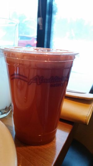 cold pressed juice carrot and apple at Aladdin's Eatery in Mishawaka