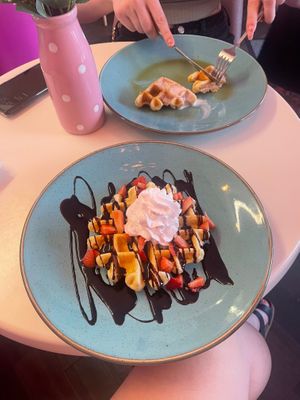 Strawberries and chocolate waffle at Sugar & Spice by S in Coventry