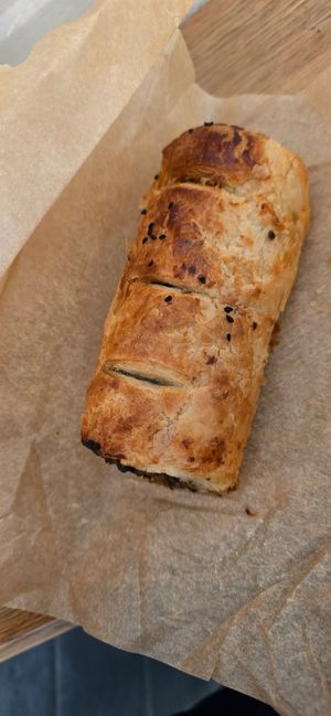 Vegan sausage roll at Hart's Bakery in Bristol