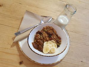 Granola and compote at The Feel Good Larder in Barnstaple