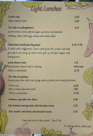 Menu  at The Feel Good Larder in Barnstaple