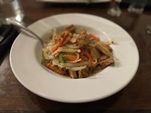 Cashew Wok with Tofu- Carrot, onion, sweet pepper, baby corn, water chestnut and cashews. Served with white rice.   at Indochine Downtown in Jacksonville