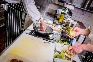 Ein Blick in die Küche at Villa Esche in Chemnitz