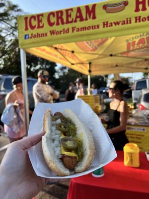 Vegan hot dog option.   at John's World Famous Hot Dogs in Honolulu