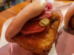 Tofu bun close-up at GoBistro in Miami