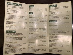 Inside paper menu at Kibberia in Danbury
