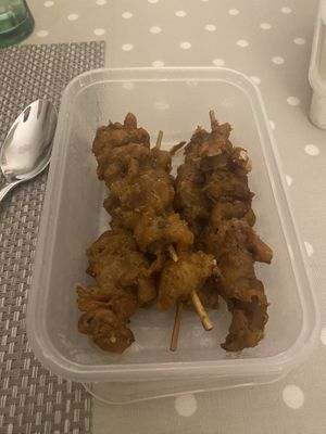 Vegan Satay Chicken On Skewers (came without any satay sauce)  at Hot Wok Chinese Takeaway in North London