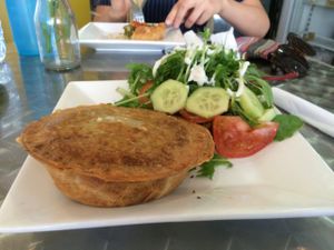 'Cheesy' Vegan Pie and Side Salad at Loving Hut Perth in Wembley