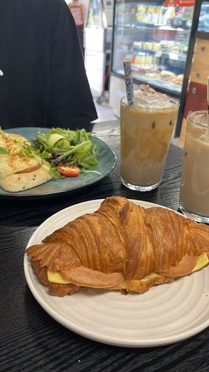 V-Ham and Cheese Croissant and Vegan Eggs Benedict   at Loving Hut Perth in Wembley