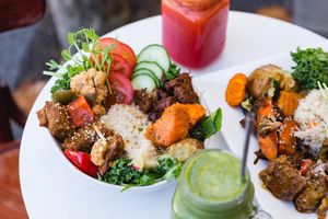 Loving hut bowl and fresh juices at Loving Hut Perth in Wembley