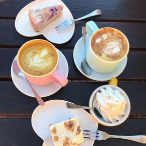 Carrot cake with cream cheese frosting
Blueberry cheesecake  at Loving Hut Perth in Wembley
