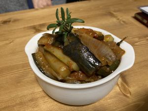 Caponata sometimes offered on daily specials menu  at Konataka in Tokyo
