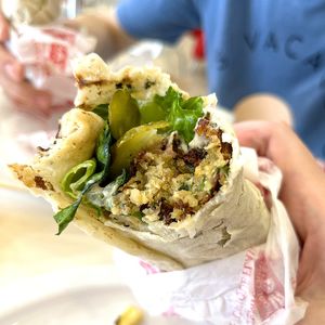 The yummiest and the cheapest falafel wrap in Yerevan at SAS Food Court in Yerevan
