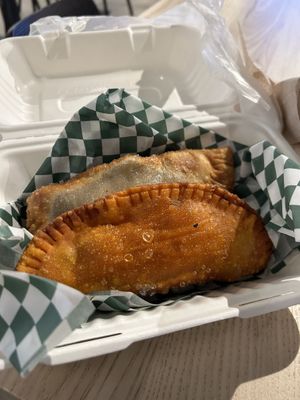 Beef and cheese empanada and curry chickpea empanada   at rooted AF in Wilmington