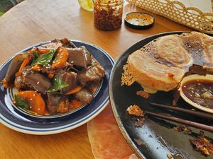 Classico dumplings and eggplant at Dumplings & Noodles in Vilcabamba