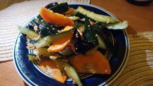 Cucumber salad at Dumplings & Noodles in Vilcabamba