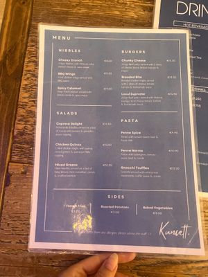 menu at Kunchett in Valletta