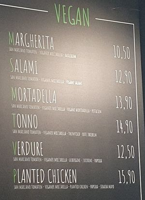 Vegan Menu at DIE PIZZABAR in Konstanz