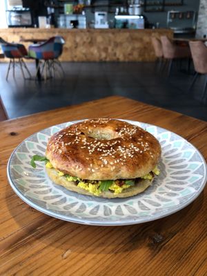 Tofu bagel at Sweet Greens Restaurant in Abu Dhabi