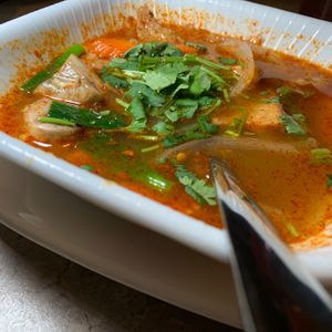 Tom Yum Tofu:  Lemongrass, Galangal, Mushrooms, Onions, Scallions, Carrots, and Cilantro at Lai Thai Kitchen in Grand Rapids