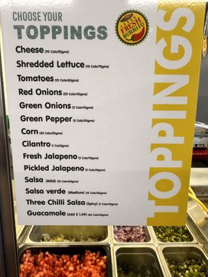 Except for the cheese all the rest of toppings are vegan items  at Fresh Burrito in Guelph