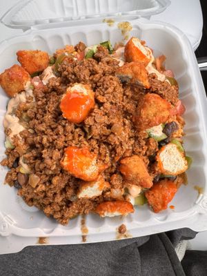 Vegan Ground Soy Burrito Bowl with Vegan Chik’n-Amazing   at Fresh Burrito in Guelph