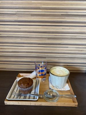 from my second visit😄cocoa muffin💗 at yurumu in Hiroshima