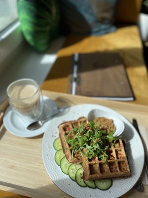 Vegan waffle  at Café Naiv in Innsbruck