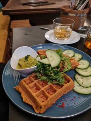 savory waffles at Café Naiv in Innsbruck