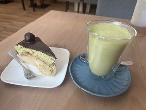 Matcha and torte   at Café Naiv in Innsbruck