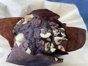 Chocolate cherry hazelnut muffin   at Feast & Fallow in Vancouver