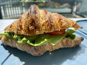 Croissant sandwich w/avo  at Feast & Fallow in Vancouver