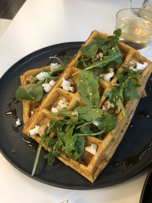Green waffles - sweet and savoury   at Feast & Fallow in Vancouver