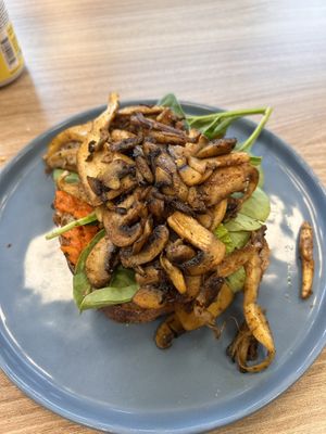 Mushroom toastt  at Feast & Fallow in Vancouver